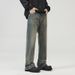 LKTM Men's Vintage Heavy Washed Striped Denim Jeans - Retro Flare Fit, Comfortable & Stylish For Casual Wear_mkmklike.com