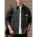 Loom European American High-End Jacquard Craft Denim Men, Spring And Autumn Vintage Washed Distressed Turn-Down Collar Casual_mkmklike.com