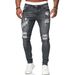 Men's Slim Fit Ripped And Distressed Jeans European American Style Fashionable Skinny Popular Denim_mkmklike.com