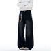 Men's Deconstructed Wide-Leg Jeans – High Street Vintage Distressed Denim With Patchwork Details, Relaxed Fit For Urban Streetwear_mkmklike.com
