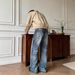 Men's Retro Washed Wide Leg Jeans High End Loose Straight Leg Slightly Flared Trousers_mkmklike.com