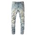 Cross-border Jeans Trendy Brand Retro Paint Ripped Pants Men's Jeans Men's Slim-fit Trousers American Denim 6530_mkmklike.com