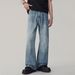 Men's Washed Distressed Jeans Hand Distressed Studded Mid Rise Slightly Flared Denim Pants For Spring Autumn New Style_mkmklike.com
