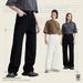 Unisex Korean-Style Straight Leg Denim Pants – Classic Black & White Casual Jeans (S-XL)_mkmklike.com