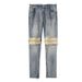 Men's Clothing High Street Fashion Brand Washed Slim Zipper Knee Ripped Jeans Men's Trousers_mkmklike.com
