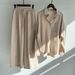 Cross-border Women's 2-Piece Vintage Plus Size 2025 Cotton Linen Shirt Set High-Waisted Loose Pants_mkmklike.com