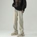 Nordmann Mud Yellow Jeans Men Autumn Winter American Style Slim Fit Slimming Long High Street Zipper Split Casual Pants_mkmklike.com