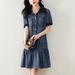 2025 Plus Size Women's Summer New Fashionable Loose Feeling, Age Reducing, Light Luxury Temperament Denim Dress_mkmklike.com