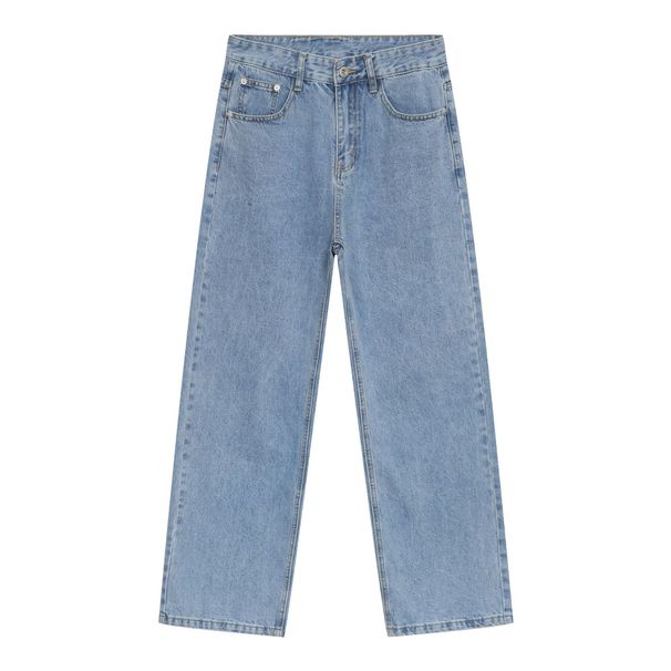 Men's Clothing Street Classic Washed Jeans New Trendy Brand Simple And Versatile Straight Trousers_mkmklike.com
