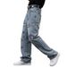Laike Men's Loose Straight Leg Jeans Embroidered Casual Washed Summer Style Cross Border Trendy American Versatile New Pants_mkmklike.com