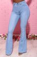 Women's Clothing Jeans Elastic High Waist Flared Horseshoe Trousers_mkmklike.com