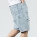 Men's Clothing Denim Shorts Loose Straight Ripped Five Point Pants Trendy Five Point Mid Length Pants Trendy 7 Point Breeches_mkmklike.com
