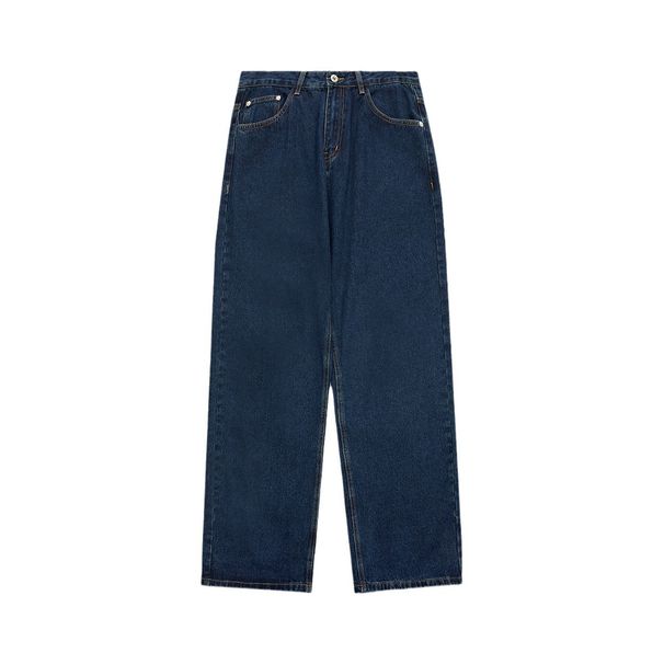 Men’s Korean-Style Dark Blue Jeans – Loose Fit Straight Leg Wide Pants (S-XL)Men's Clothing _mkmklike.com