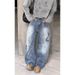 Men's Clothing Oversized Jeans American High Street Style Multi Pocket Trendy Wide Leg Pants Loose Fit Retro Washed For Women_mkmklike.com