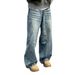 Unisex Vintage Washed Wide-Leg Jeans With Whisker Distressing – Retro High-Waisted Denim Pants For Casual & Commute Wear_mkmklike.com