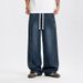 Laike Men's Washed Jeans Summer Style Loose Straight Leg Casual Pants Trendy Versatile Denim_mkmklike.com