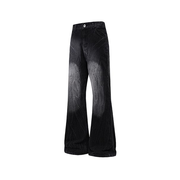 Cleanfit Men's Large Size Lightning Pattern Jeans Casual High Street Trendy Mid Waist Straight Pants With Zipper Fly_mkmklike.com