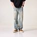 Men's Light Color Ripped Jeans Loose Straight Leg Mid Waist Cotton Wide Leg Pants Retro American High Street Trendy Brand_mkmklike.com