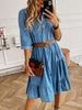 ELLE 2023 Hot Selling European And American Multi-layer Patchwork Waist Slimming Denim Dress_mkmklike.com