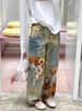 American Retro Design Heavy-duty Bear Illusion Print Denim Pants For Women, Trendy And Unique Floor-length Trousers_mkmklike.com