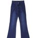 High Waisted Cross Strap Flared Jeans Dark Blue Slimming Wide Leg Women's Stylish Denim Flared Pants_mkmklike.com