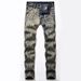 "Men's Light Wash Stretch Jeans – Straight Leg Vintage Style In Blue & Nostalgic White (Sizes 28-42)"_mkmklike.com