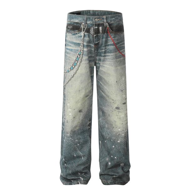 Women’s Clothing Trendy Washed Old Design High End Men's Straight Loose Jeans_mkmklike.com