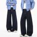Unisex Wide-Leg Jeans – Relaxed Oversized Fit, Distressed Hem, Trendy Fall & Winter Fashion_mkmklike.com
