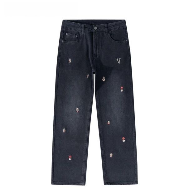 Retro Embroidered Straight-Leg Jeans For Men – Slimming Relaxed Fit, Stylish Casual Pants With Vintage Flair_mkmklike.com