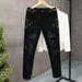 Men's Clothing Men's Black Ripped Jeans – Slim Fit Stretch Denim Pants With Distressed Style_mkmklike.com