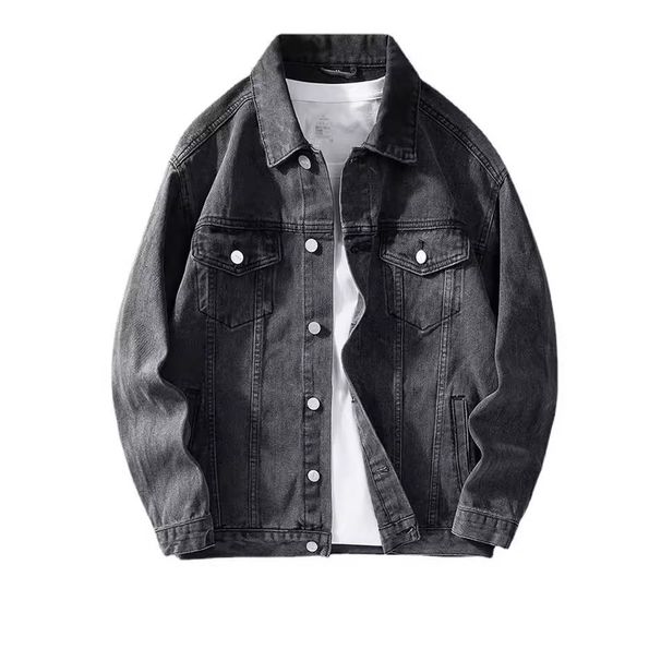Retro Vintage Denim Jacket Men's Streetwear Oversized Coat Distressed Washed Casual Hip Hop Fashion Loose Fit Spring Fall Blue Black_mkmklike.com