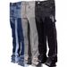 Men's Stretch Denim Work Pants Retro Japanese Streetwear Patchwork Flared Cuffs Cargo Pants Black Indigo Gray Sizes S to XL_mkmklike.com