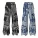 Men's Clothing Washed And Distressed Multi Pocket Design Straight Slim Loose Wide Leg Casual Retro High Street Personality Men's Jeans_mkmklike.com