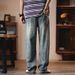 New Wide-leg Pants Men's Loose Retro Straight Jeans Men's Fattened Plus Size Washed Drape Denim Trousers Men_mkmklike.com
