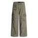 Punk Washed Vintage Denim Cargo Men's Deconstructed Design Multi-Pocket Straight Wide-Leg Pants Trendy_mkmklike.com