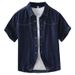 Retro Denim Short Sleeved Shirt, Fashionable And Versatile, Artistic And Casual Loose Top, Men's Clothing_mkmklike.com