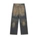 Color Block Washed Wide-Leg Jeans For Men Oversize Loose Casual Dad Hip-Hop Trend Straight-Leg Long Pants_mkmklike.com