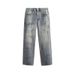 Men's Clothing Trendy High Street Style Washed Splatter Painted Jeans Straight Leg Slightly Flared Curved Hem Men's Denim_mkmklike.com