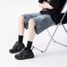 Men's Clothing Ripped Denim Shorts Washed High Street Vibe Loose Casual Shorts_mkmklike.com