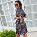 Printed Women's Dress Lace Up Waist Slim A-line Dress_mkmklike.com
