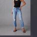 Women's Distressed Straight-Leg Jeans – Classic Blue Denim With Ripped Details (S-XL, Mid-Rise)_mkmklike.com