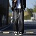 Washed Denim Jeans – Vintage Fade Straight Leg Pants For Men, Relaxed Fit With Drawstring Waist (Retro Blue/Black Grey/Smoke Grey)_mkmklike.com