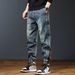 American Autumn New Splicing Jeans Men's Trendy Brand Loose Casual Washed Foot-tied Tooling Trousers Men's Trendy_mkmklike.com