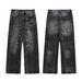 Men's Clothing High End Lightning Crack Washed Old Design Jeans Retro Loose Casual Trousers_mkmklike.com