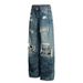 2025 New Men And Women Ripped Distressed Washed Blue Wide-Leg Scimitar Baggy Jeans_mkmklike.com
