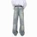 MTLCLOTHES Menswear | Vintage Washed Light Distressed Stylish Straight Wide Leg Jeans With Whiskers Versatile_mkmklike.com