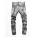 Men's Clothing High Street Fashion New Gray Ripped Patch Slim Fit Slim Fit Trendy Brand Youth Casual Men's Denim Trousers_mkmklike.com