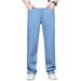 Thin Ice Silk Jeans Men's Summer Loose Straight Jeans Men's Fattened Plus Size Business Jeans Men_mkmklike.com