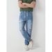 Men's Light Blue Elastic Leg Jeans Pants Slight Stretch Long Trousers Foreign Trade_mkmklike.com