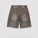 Men's Rhinestone-Embellished Distressed Denim Shorts – Vintage Streetwear (Black/Green, S-2XL) | Retro Hip-Hop Fashion_mkmklike.com